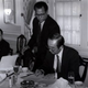 Yasuo Ikeshiro, deputy managing editor of the Hokkaido Shimbun and William A. Hilliard, editor of The Oregonian, sign a sister newspaper agreement in 1992. (Oregonian)